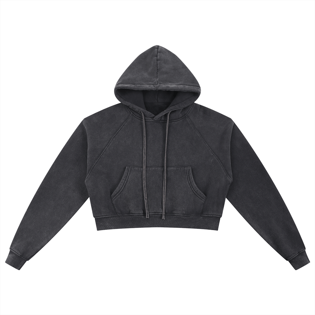 Basic B Grunge Wash Cropped Hoodie