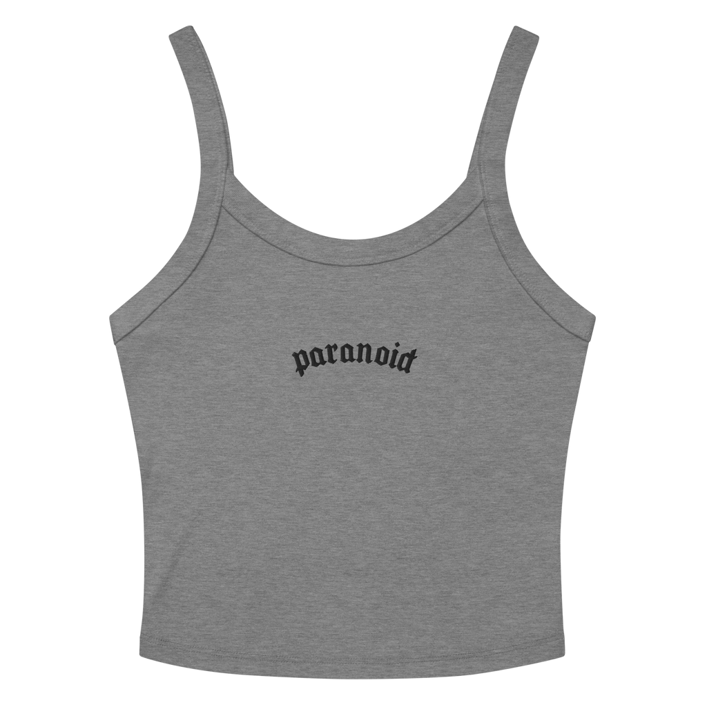 Paranoid Embroidered Ribbed Cropped Tank Top